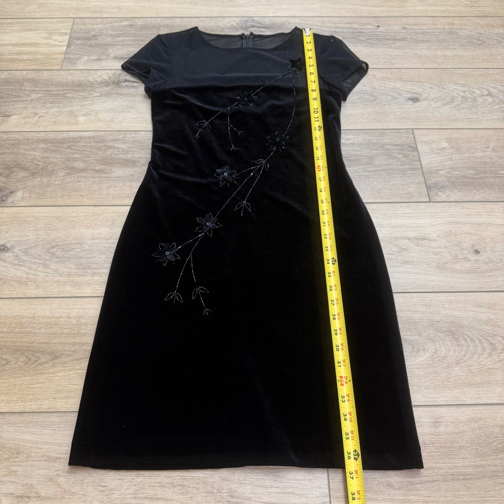 JR Nites Vintage Y2K Black Velvet Beaded Illusion Mesh Dress Whimsigoth 8 Grunge - Picture 10 of 10